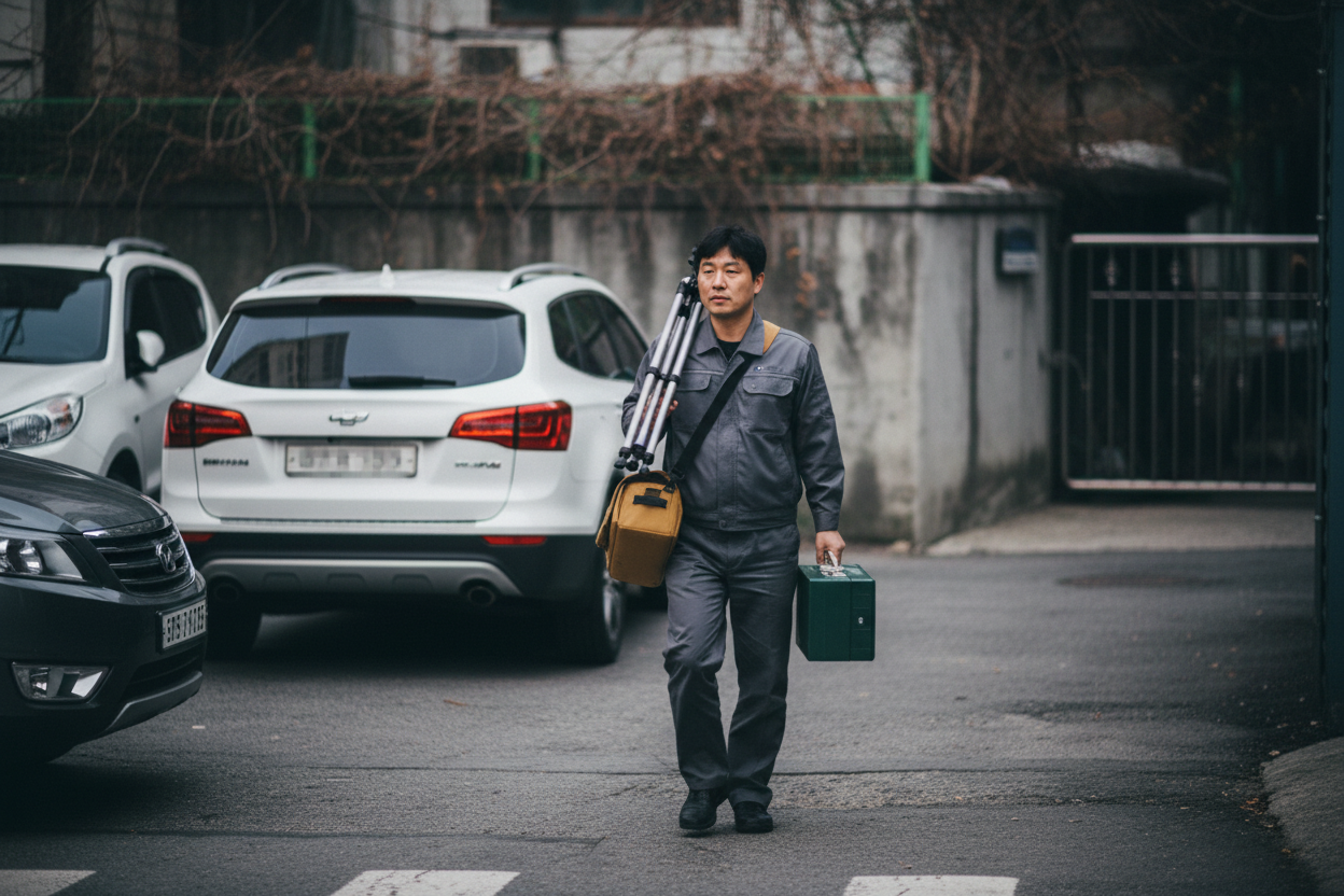 다음 작업지로 이동하는 인터넷기사의 모습