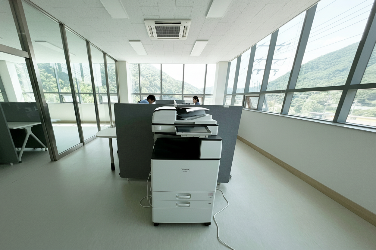 대기업 사무실에 설치된 대형 복합기의 모습