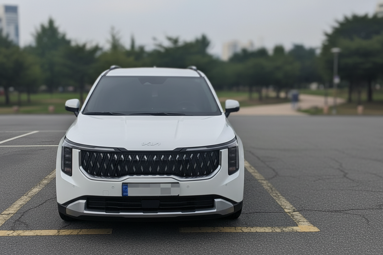 장기렌트한 자동차가 주차장에 주차되어 있는 모습