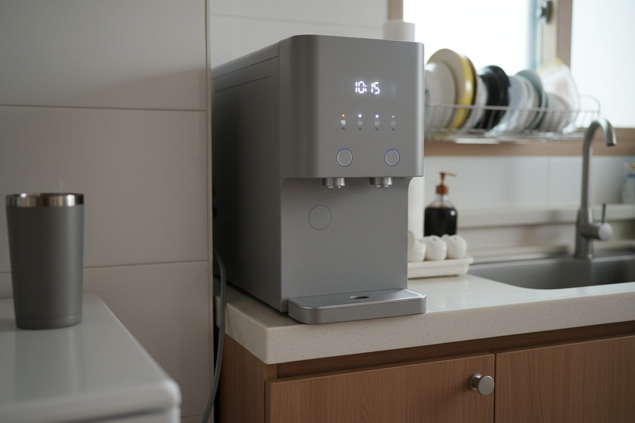 주방에 설치된 정수기의 모습