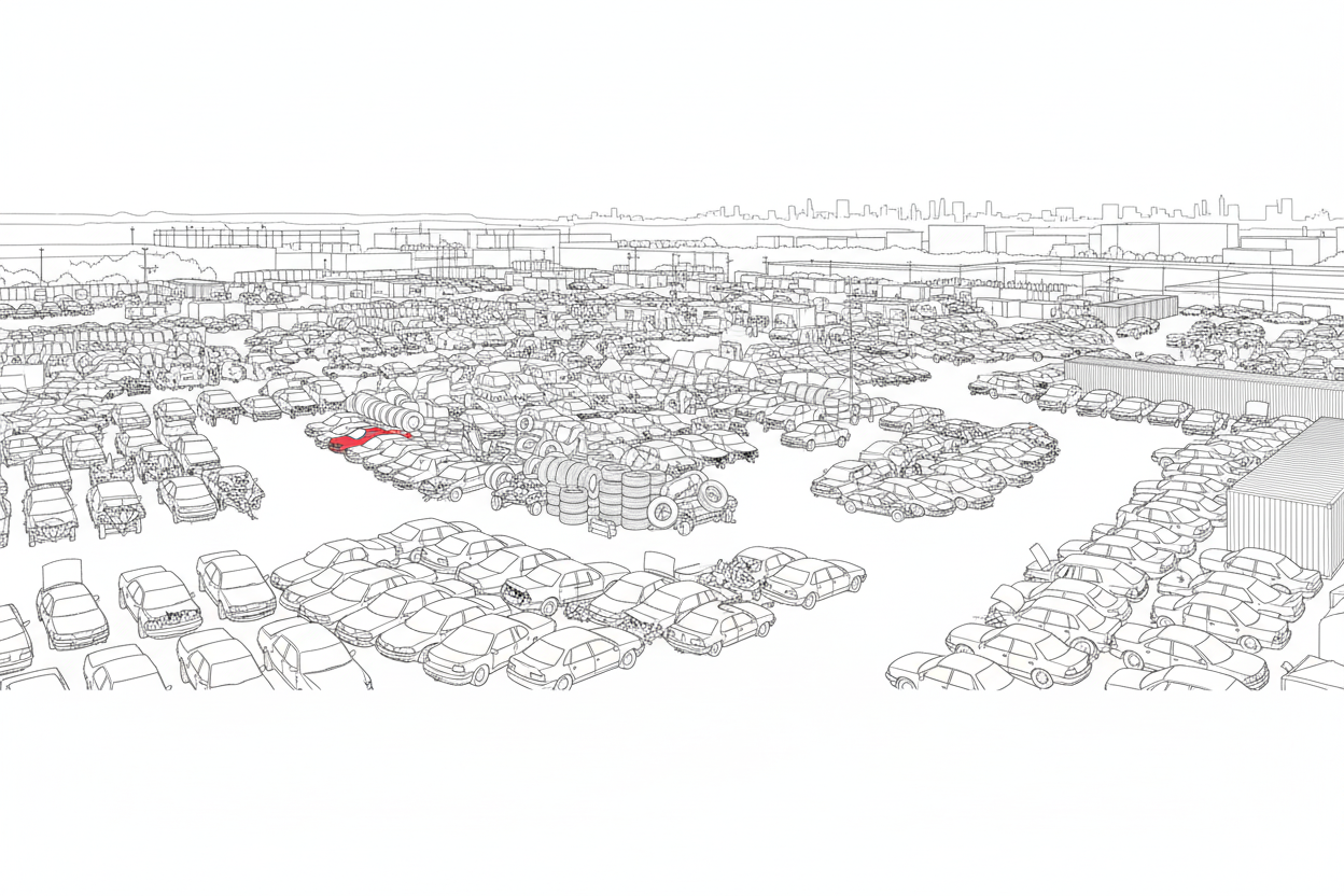 중고차 매매단지 전경 라인드로잉 이미지 1
