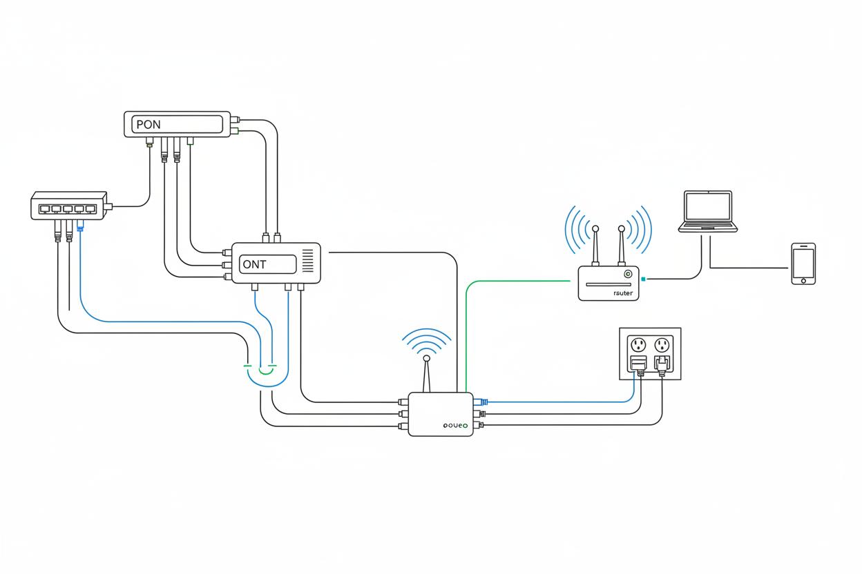 인터넷 서비스와 기기들을 연결하는 네트워크 구성도