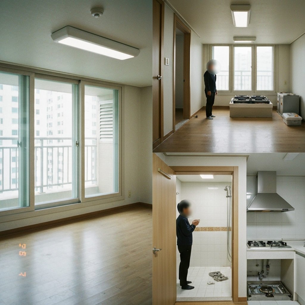 청소 후 깔끔한 아파트 실내 전경.