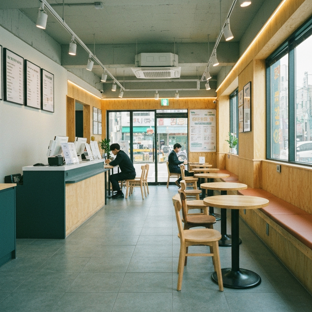 카페형 동네은행의 상담카운터와 노트북존.