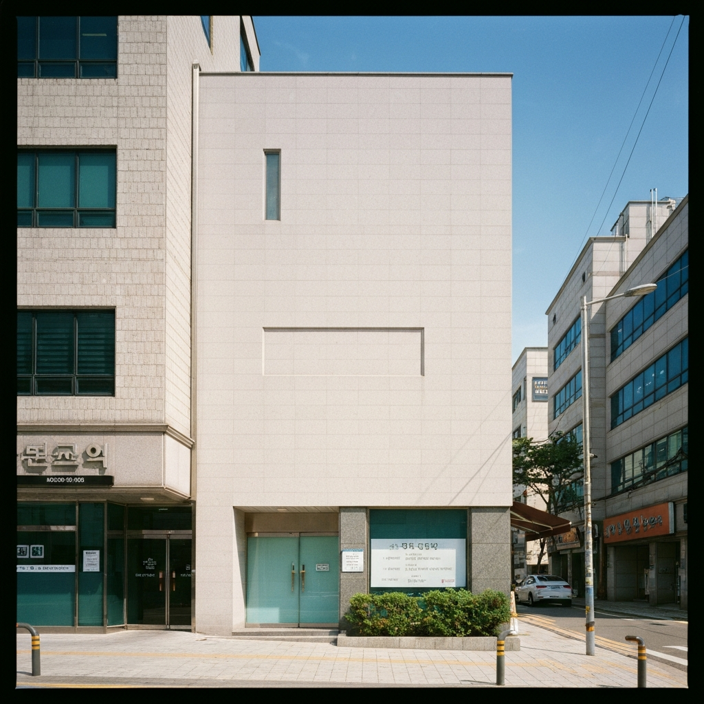 법원과 작은 법률사무소 앞 한국 도시 거리.