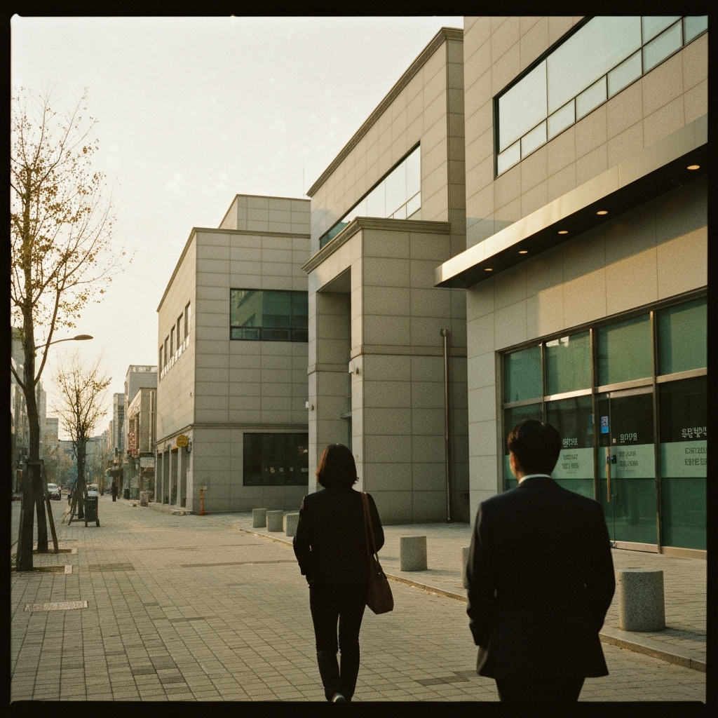 한국 거리의 은행 대출 상담 장면 모습