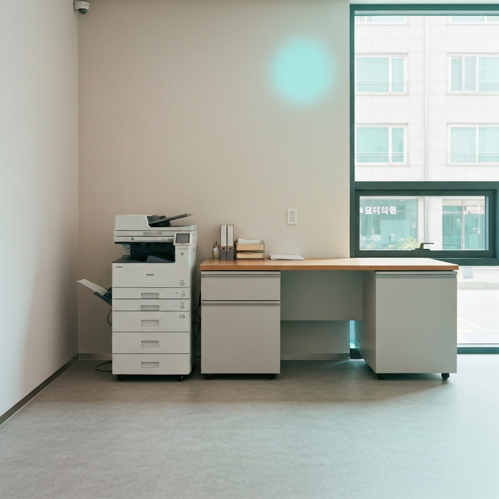 사무실에서 프린터를 사용하는 사람