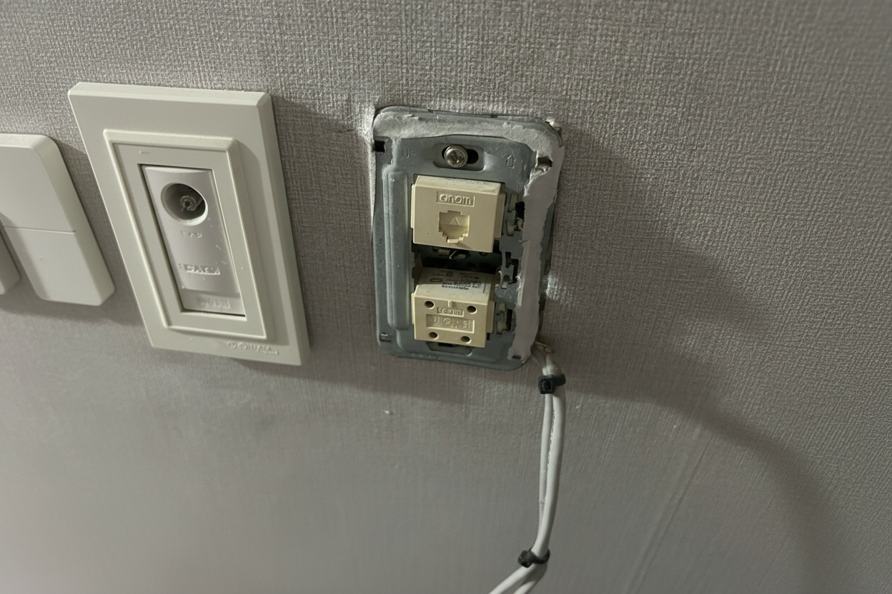 벽 콘센트에서 따온 인터넷회선의 모습