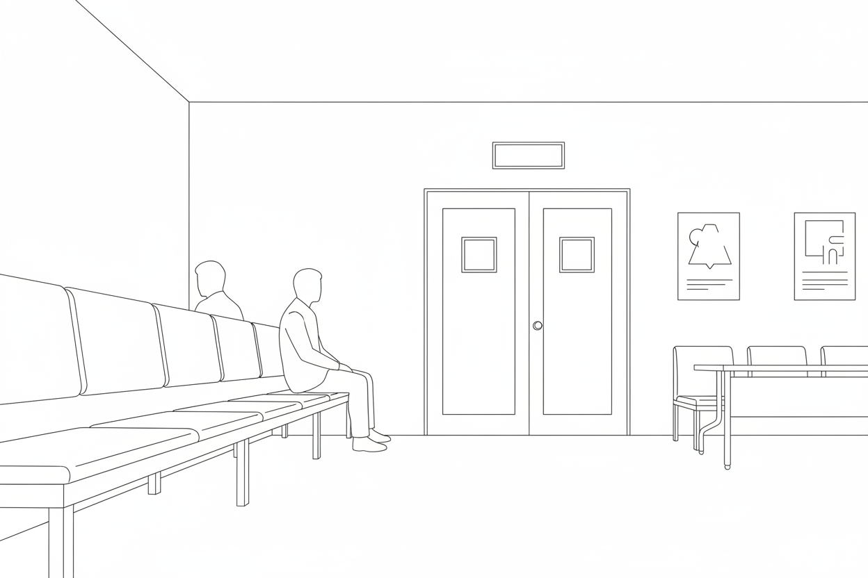 회생법원 대기실의 라인드로잉 이미지